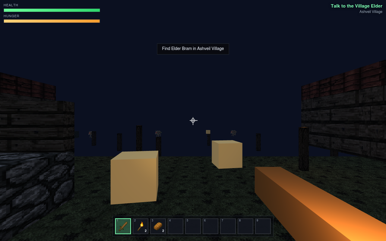 Gameplay — Ashveil Village bei Nacht