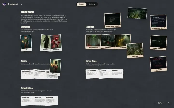 Neta Studio — visualização do Board do Creakwood