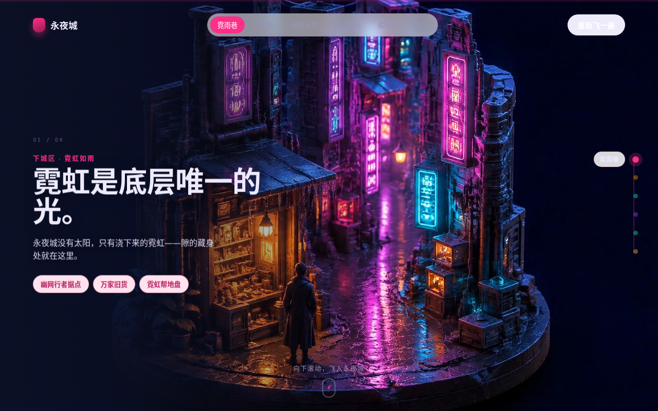 Neta Studio — 永夜城 world portal, Neon Rain Alley diorama