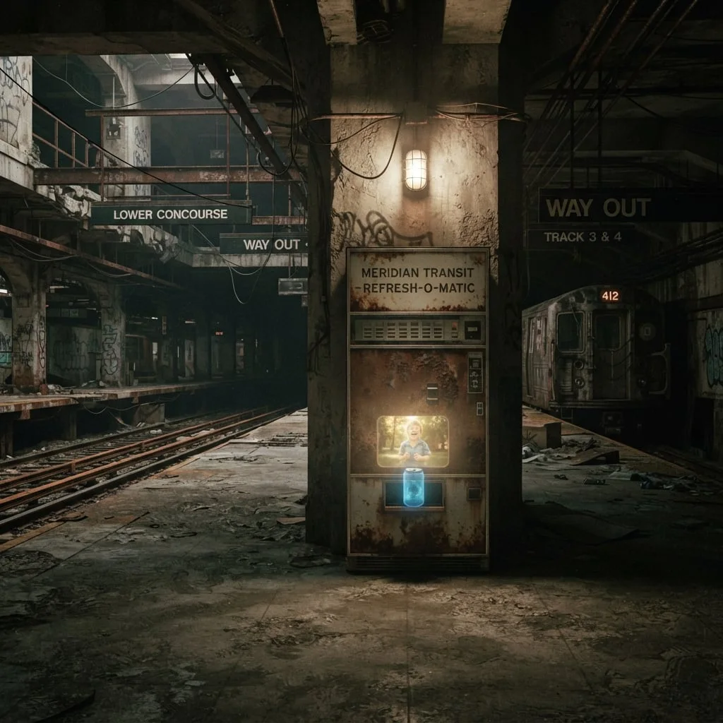 The Meridian Transit Complex — arte de cena do Cyberlime Multiverse