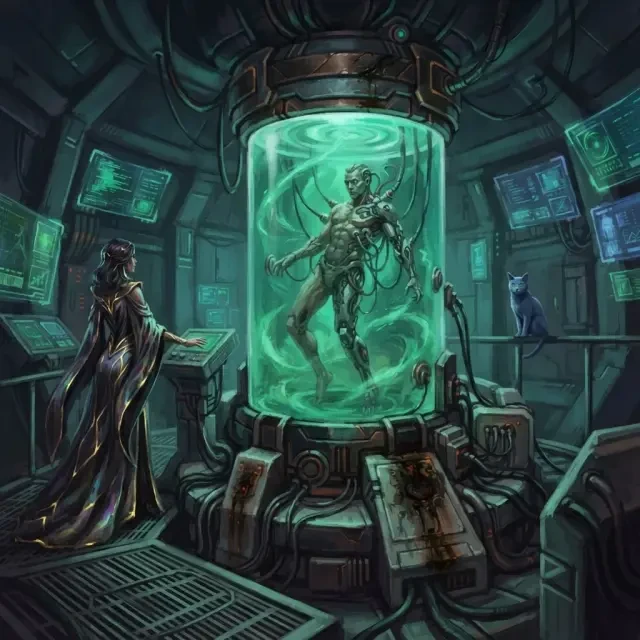 Der Healing Tank — Szenen-Artwork aus dem Cyberlime Multiverse
