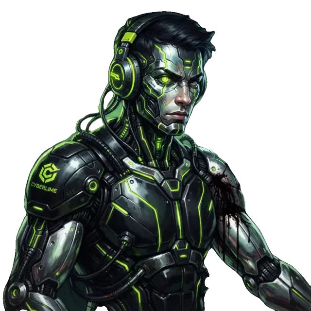 Charakter-Sprite von DJ Cyberlime (transparentes PNG)