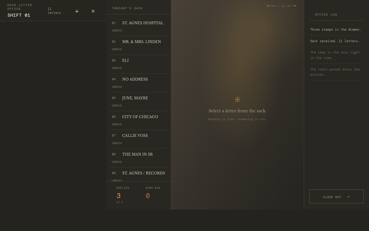 Gameplay — the night-sort desk