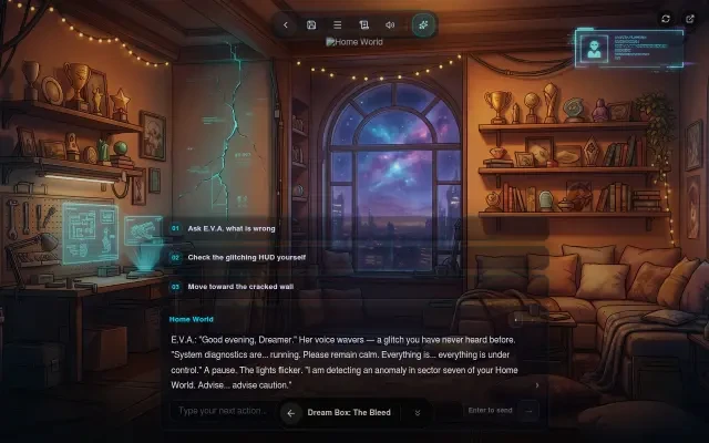 Gameplay — diálogo da E.V.A. e escolhas