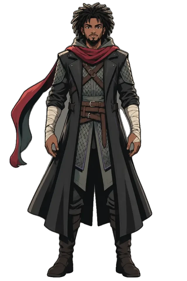 Anime cel-shaded character sheet — LionHeart Draispen, Eden #005