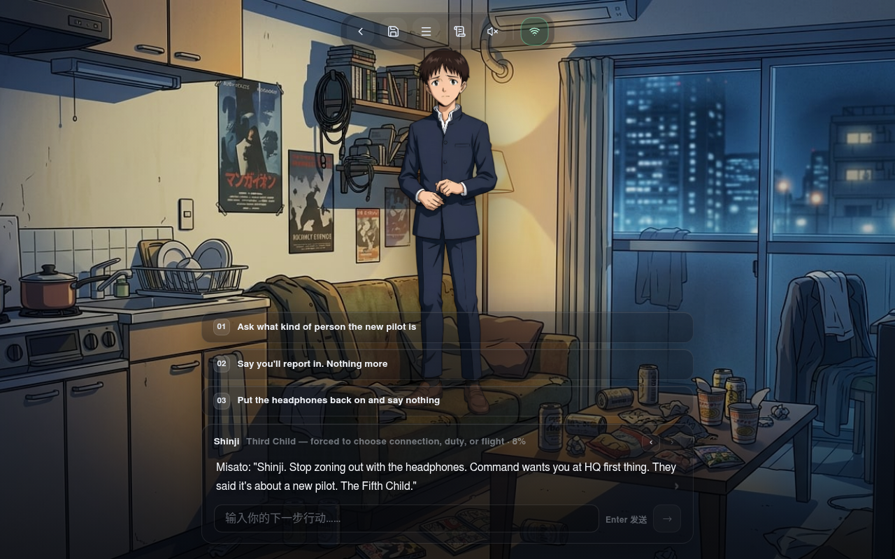 Gameplay — Misato briefs Shinji about the Fifth Child