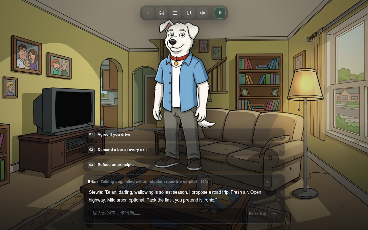 Gameplay — the Griffin living room opening