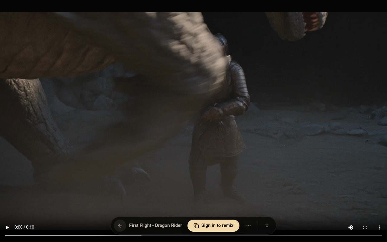 The share page — the video plays in any browser