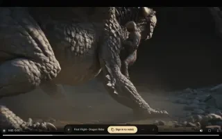 Videobild 0:02 – der Ritter klettert auf den Rücken des Drachen