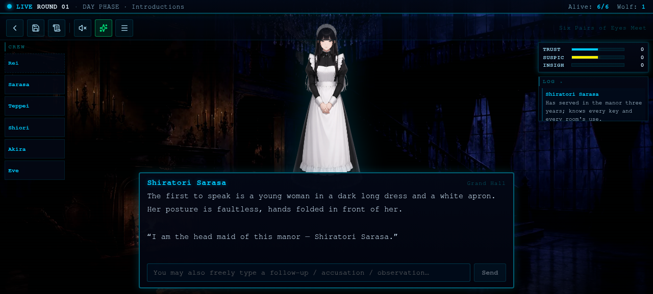 Gameplay — Shiratori Sarasa, die Haushälterin, spricht