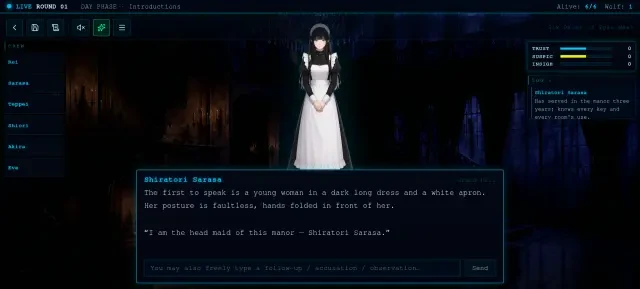 Gameplay — Shiratori Sarasa, die Haushälterin, spricht