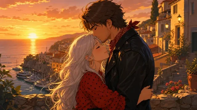 Forehead Kiss at Sunset — KI-Romantik-Video