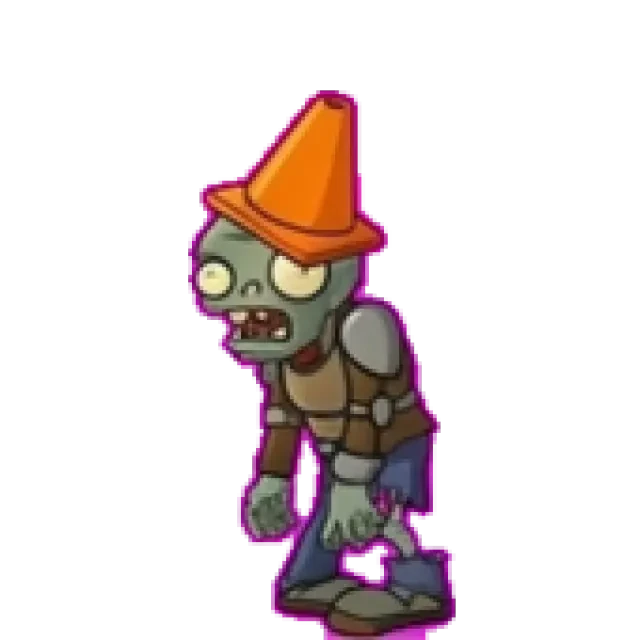Conehead & buckethead zombie — transparent in-game sprite
