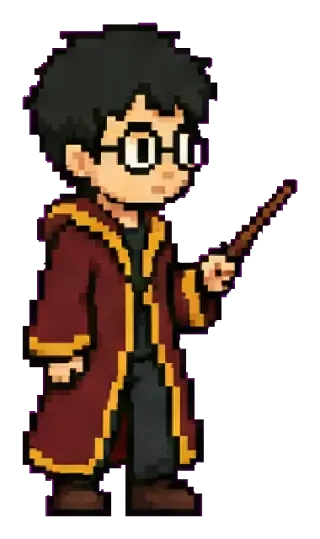 The boy wizard hero sprite (transparent PNG)