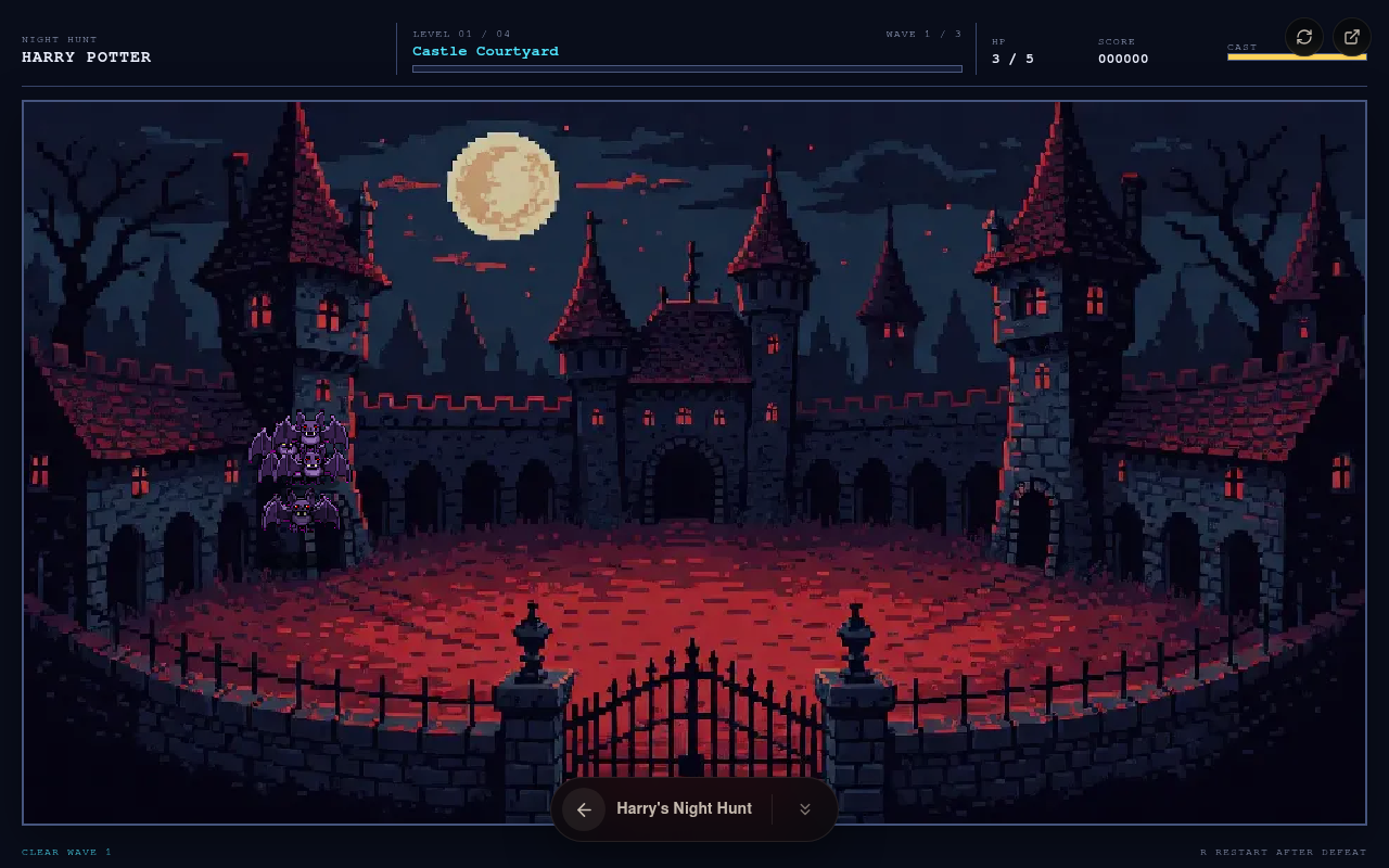 Gameplay — Level 1 Burghof: Fledermäuse strömen herein