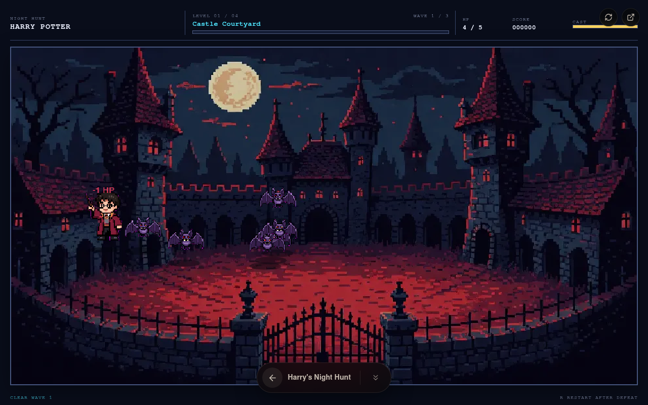 Gameplay — Harry feuert mitten in der Welle Zauberbolzen