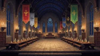 Mondbeschienener Hogwarts-Korridor als Hintergrund