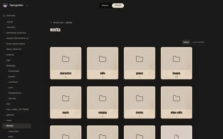 Neta Studio — la biblioteca de obras mostrando la carpeta de juegos