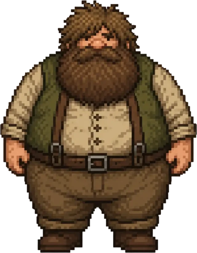 Pixel-Sprite eines großen Türhüters, transparent