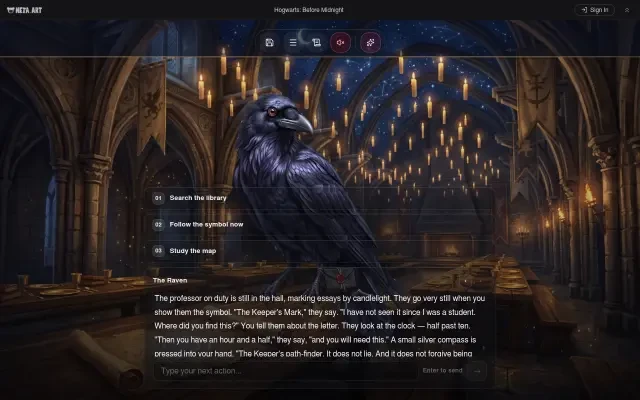 Hogwarts: Before Midnight — gameplay : le professeur et le menu de choix