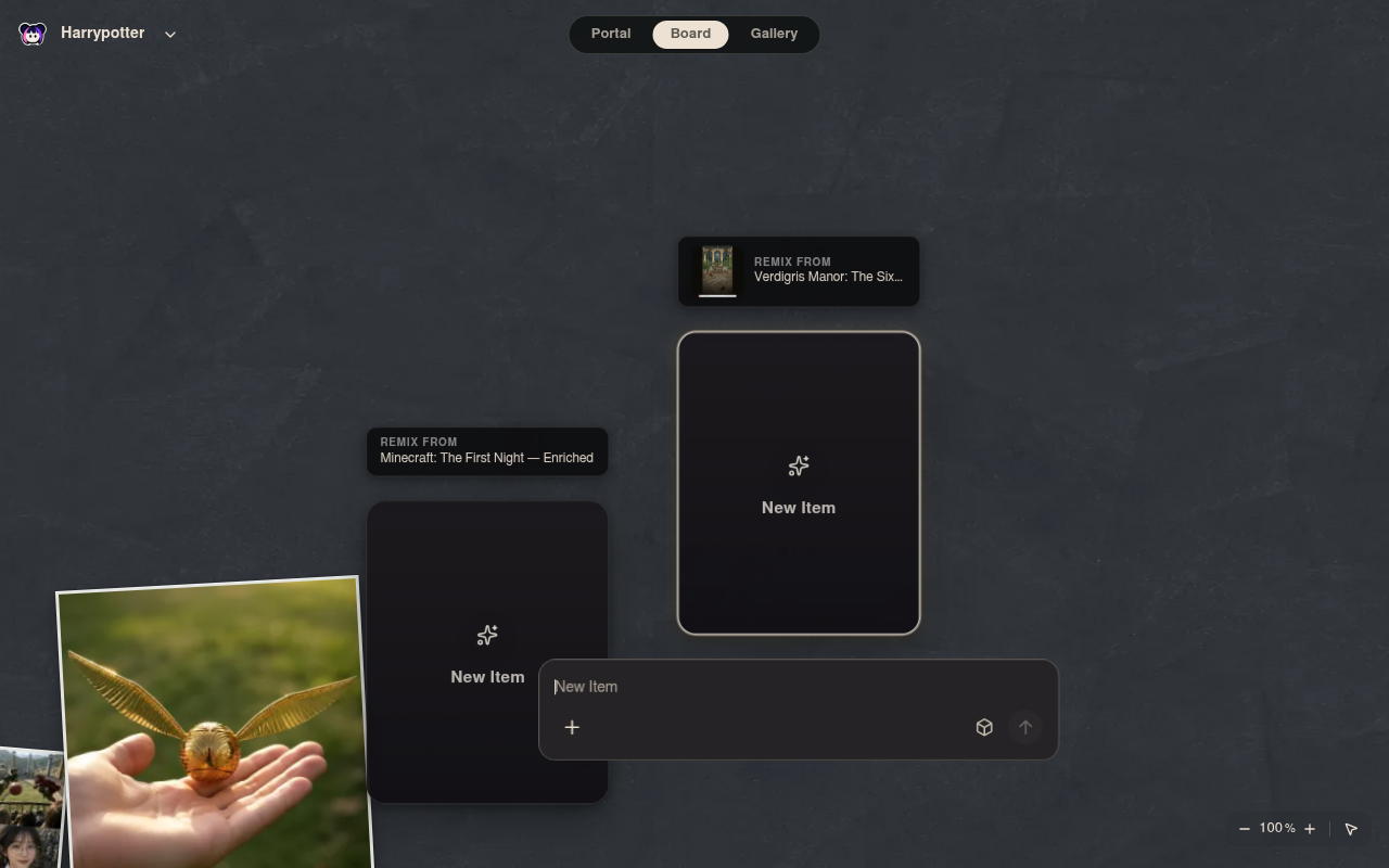 Neta Studio — tableau du monde Harrypotter avec des cartes de remix (vue Tableau)