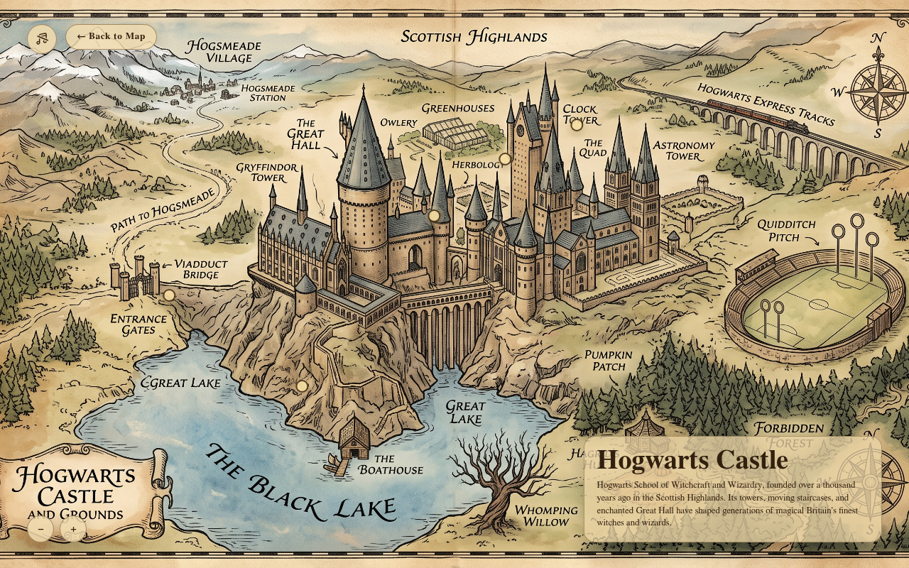 Gameplay – Detailkarte von Schloss Hogwarts