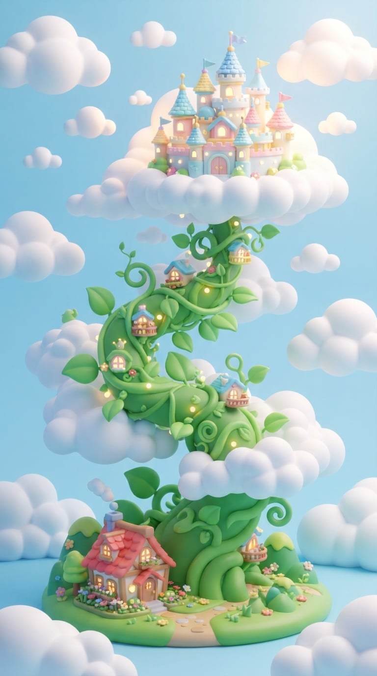 The beanstalk winding to the sky castle — scene artwork from Disordered Fairytales
