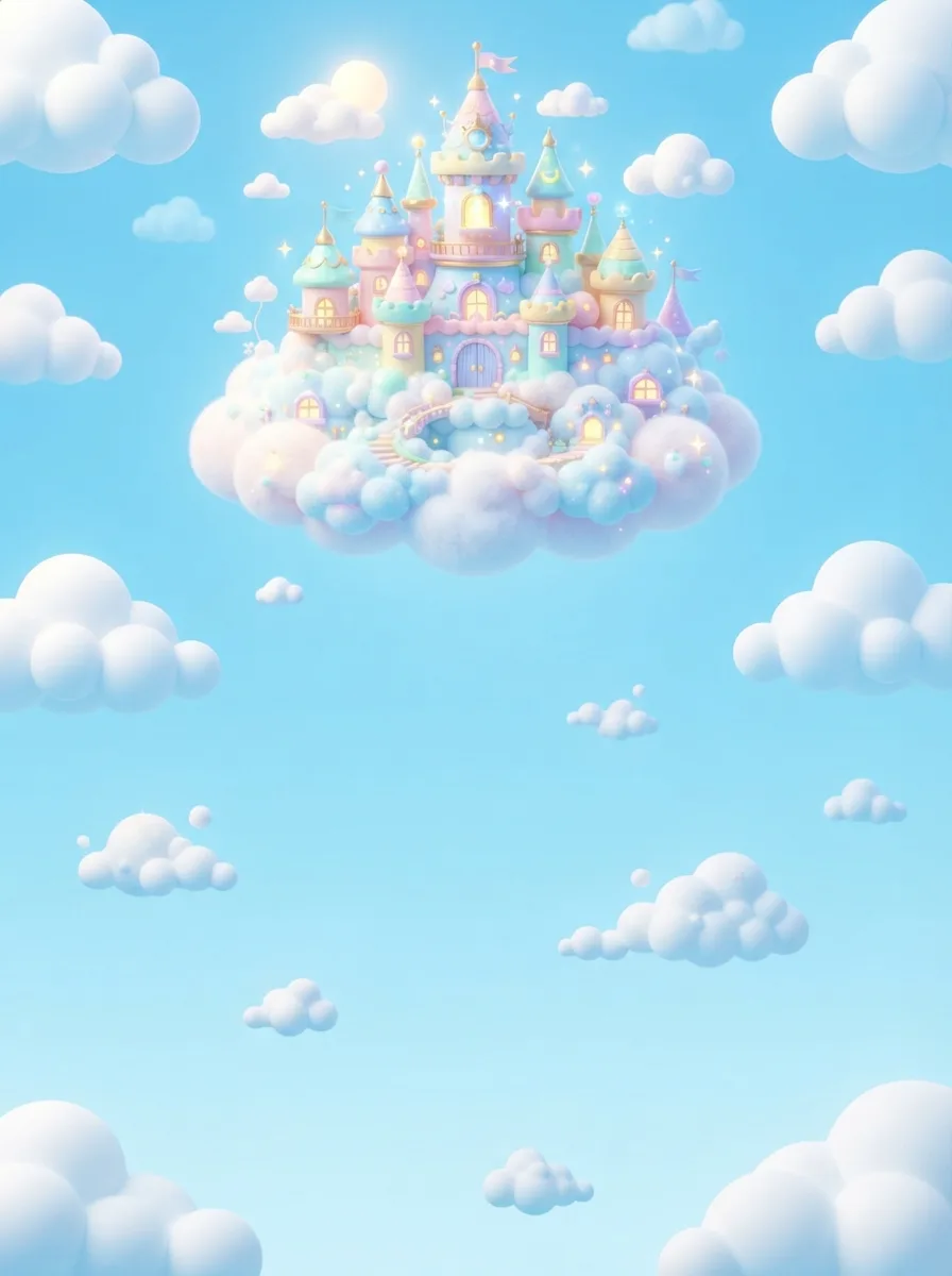 The sky-kingdom castle in the clouds — scene artwork from Disordered Fairytales