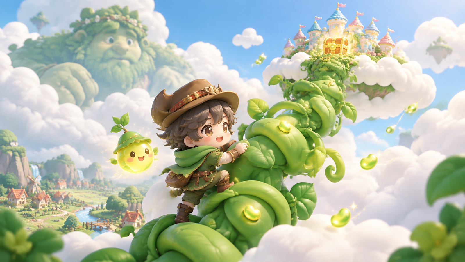 杰克宇 · 魔豆登天 (Jack and the Beanstalk: Climbing to the Sky Kingdom) — AI-Generated Chibi Platformer Game | Neta Studio