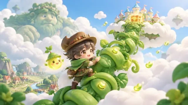 杰克宇 · 魔豆登天 (Jack and the Beanstalk: Der Aufstieg ins Himmelskönigreich) — KI-generiertes Chibi-Plattformspiel | Neta Studio