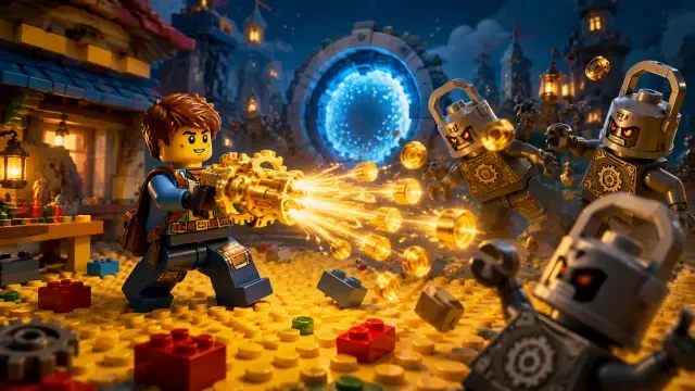 LEGO System Realms | Brick Camp Care: Gatling Rebuild – LEGO-Lagerverteidigungs-Webspiel