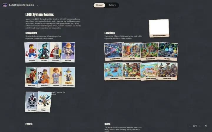 Neta Studio — LEGO System Realms board view