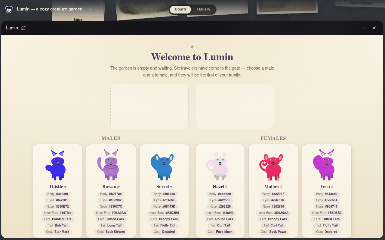 Neta Studio — panel de vista previa del juego Lumin