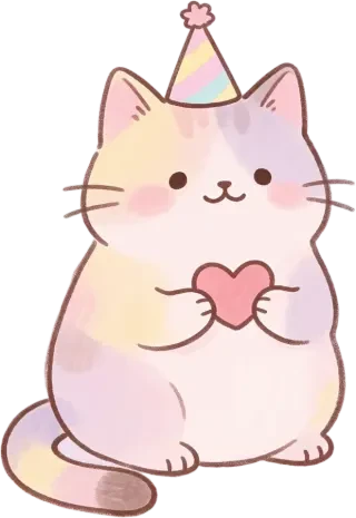 Sprite de gato sentado com coração — PNG transparente