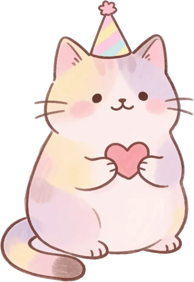 Katze mit Herz, sitzend, Sprite — transparentes PNG
