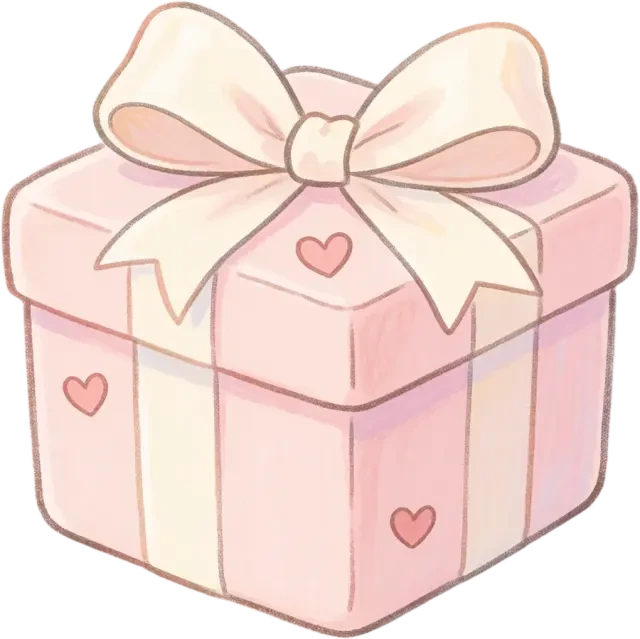 Geschenkbox mit pinken Herzen, Sprite — transparentes PNG