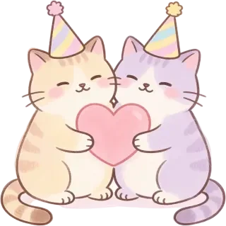 Sprite des Katzen-Duos mit Herzen — transparentes PNG