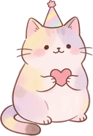 Sprite der sitzenden Katze mit Herz — transparentes PNG