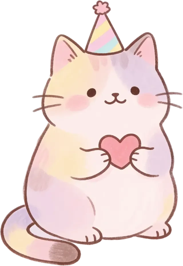 Sprite der sitzenden Katze mit Herz — transparentes PNG