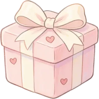 Sprite der Geschenkbox mit rosa Herzen — transparentes PNG