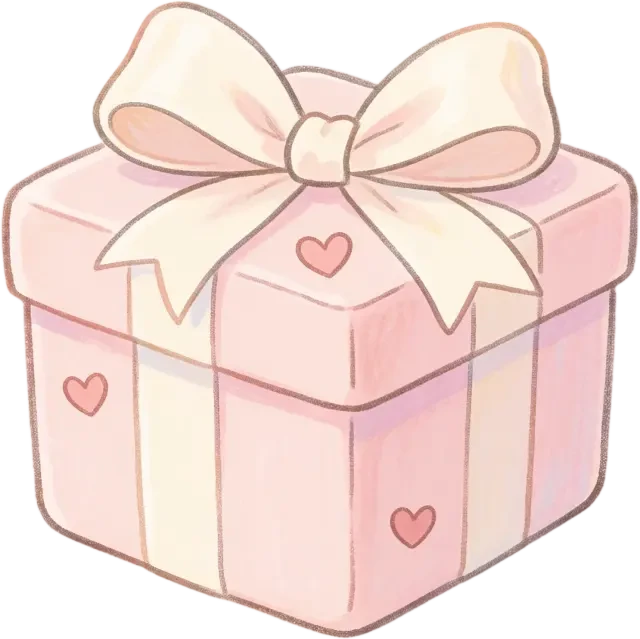 Sprite der Geschenkbox mit rosa Herzen — transparentes PNG