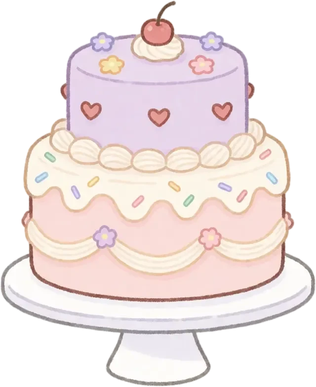Two-tier birthday cake sprite — transparent PNG