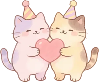 Birthday cats hero sprite — transparent PNG