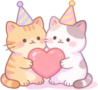 Cats and heart badge sprite — transparent PNG
