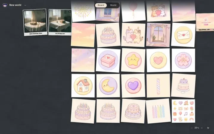Neta Studio — the world board with every generated asset