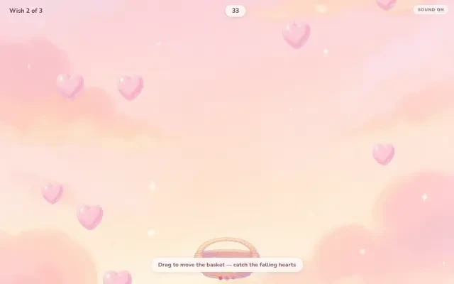 Gameplay — the hearts-catching scene