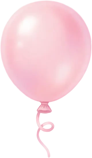 Zartrosa Ballon an einer geringelten Schnur — transparentes Sprite