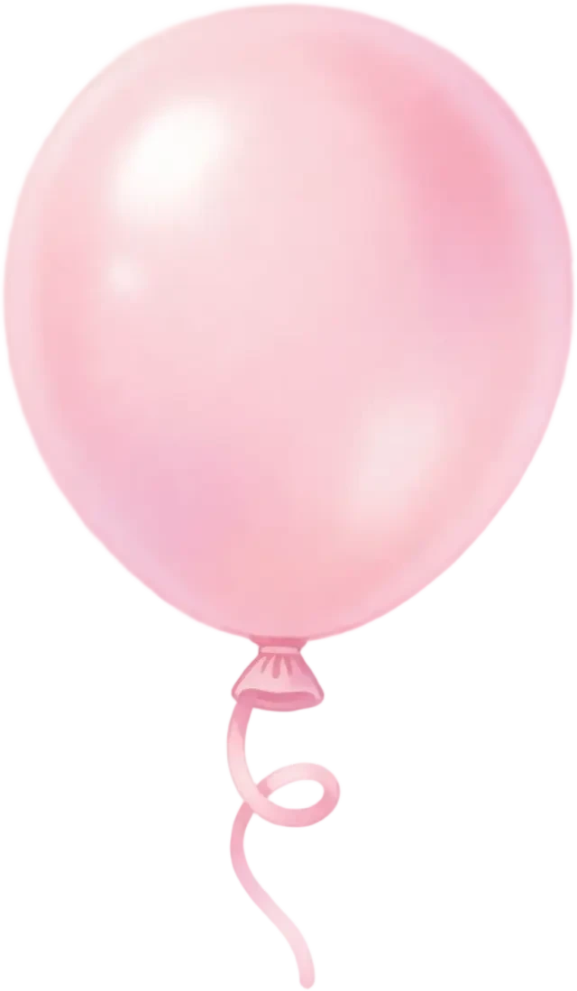 Globo rosa rubor con un cordel rizado — sprite transparente