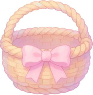 Geflochtener Korb mit rosa Schleife — transparentes Sprite