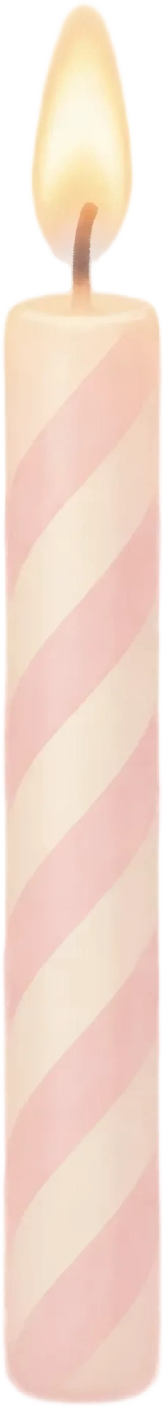 Vela a rayas con una llama resplandeciente — sprite transparente